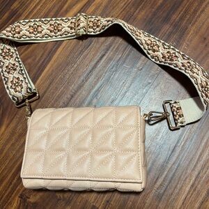 Quilted Beige Crossbody Bag